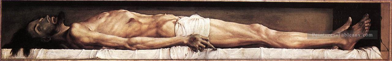 Le corps du Christ mort dans la tombe religieuse Hans Holbein le Jeune Nu Peintures à l'huile